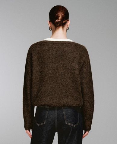  URBAN REVIVO - Áo dệt kim nữ cổ tròn tay dài 2 In 1 