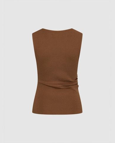  URBAN REVIVO - Áo dệt kim nữ sát nách cổ tròn phom ôm 