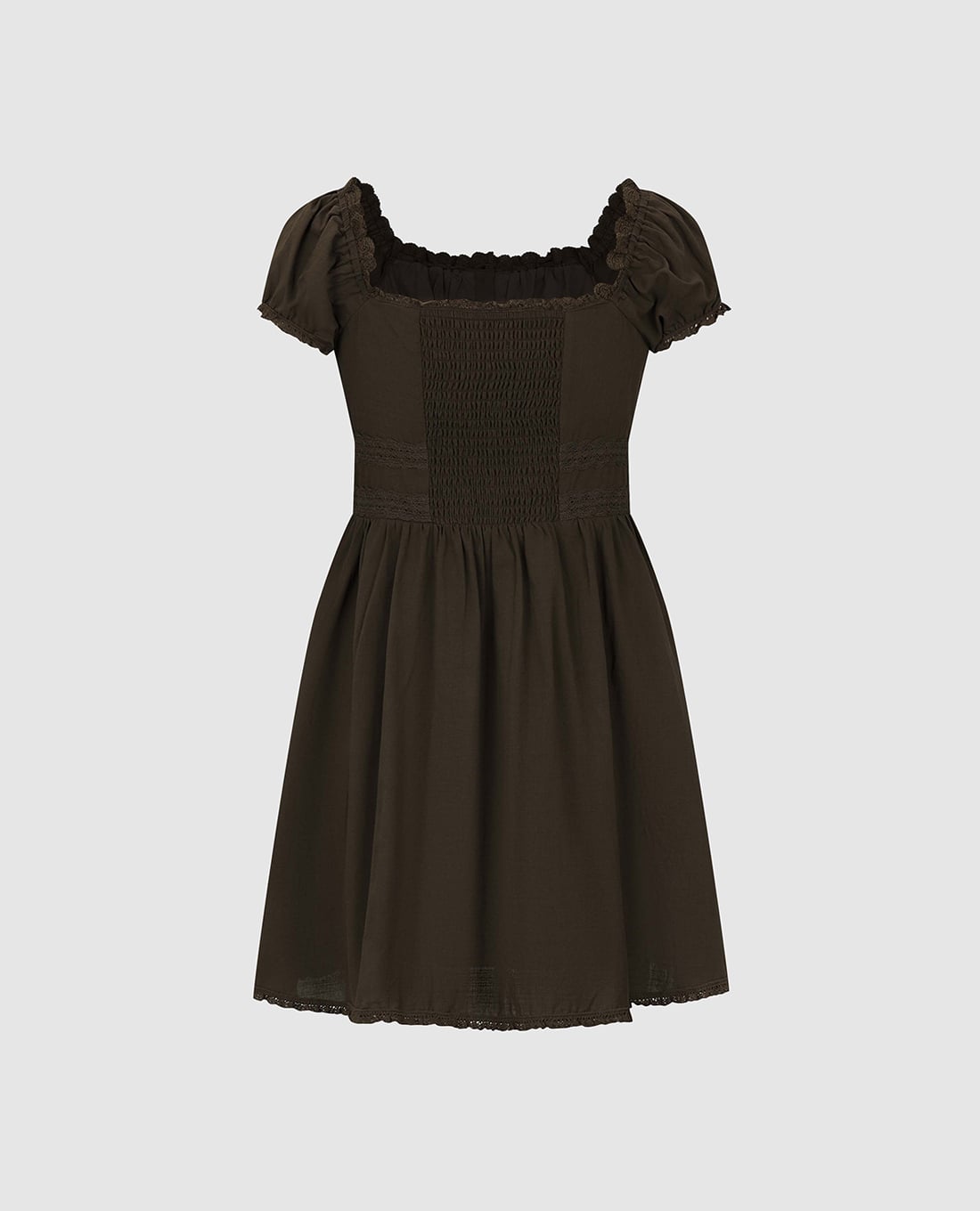 Đầm mini cổ vuông tay ngắn viền ren - váy tiểu thư tại Maison Online
