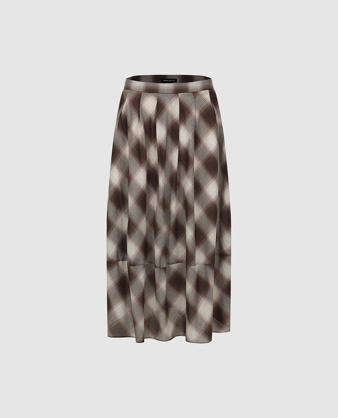 URBAN REVIVO - Chân váy xếp tầng midi kẻ sọc caro