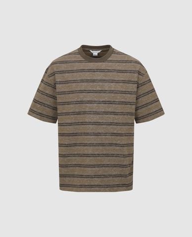  URBAN REVIVO - Áo thun nam cổ tròn tay ngắn kẻ sọc 