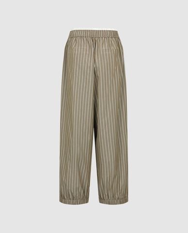  URBAN REVIVO - Quần nữ ống rộng phối dây rút kẻ sọc 