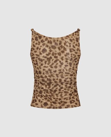  URBAN REVIVO - Áo sát nách nữ họa tiết da báo 