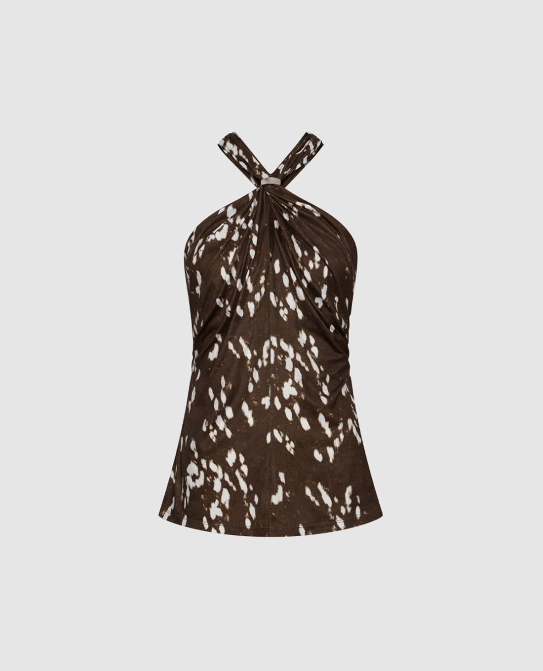 URBAN REVIVO - Áo kiểu nữ cổ yếm in họa tiết