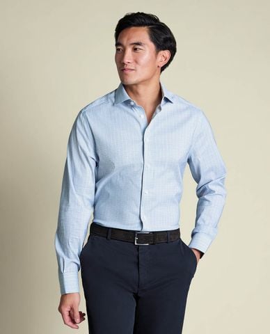  CHARLES TYRWHITT - Áo sơ mi nam cổ bẻ tay dài sọc caro 