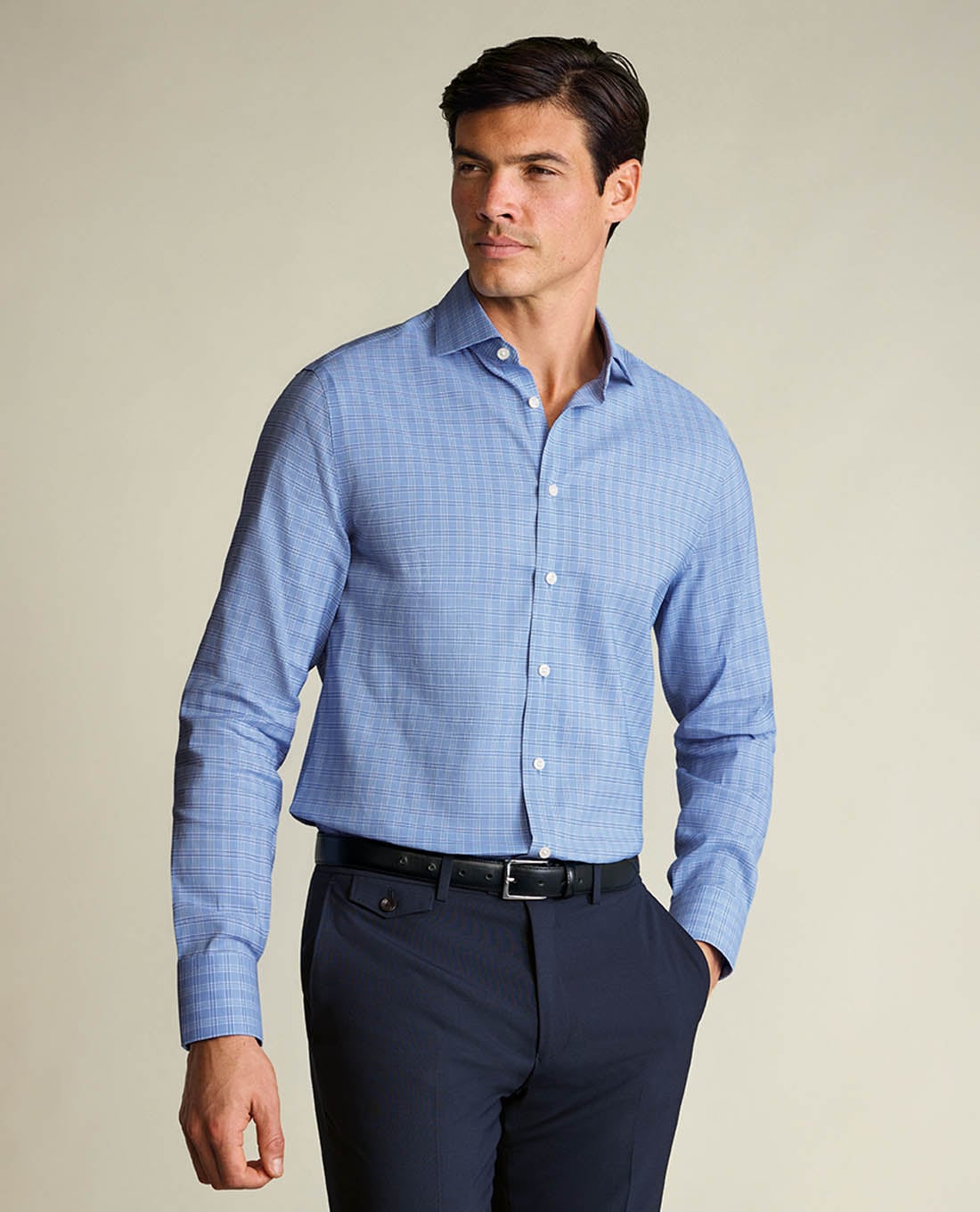 CHARLES TYRWHITT - Áo sơ mi nam cổ bẻ tay dài sọc caro
