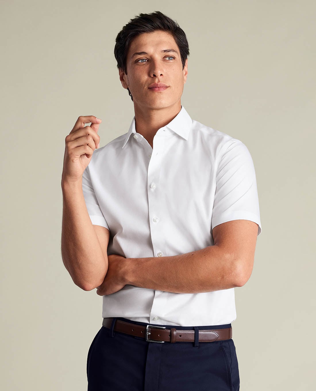 CHARLES TYRWHITT - Áo sơ mi nam cổ bẻ tay ngắn thanh lịch