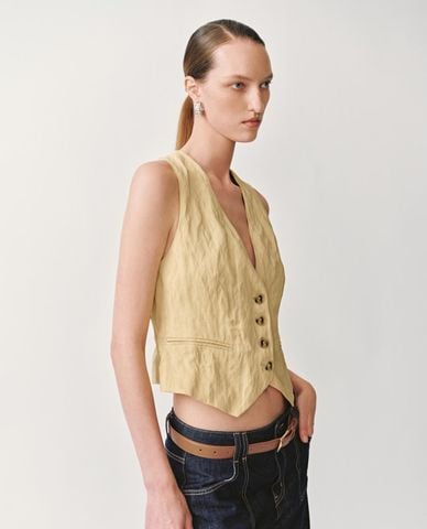  URBAN REVIVO - Áo khoác gilet nữ cổ V thời thượng 