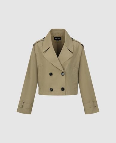  URBAN REVIVO - Áo khoác croptop nữ cổ bẻ hai hàng khuy 