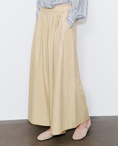  URBAN REVIVO - Quần nữ ống rộng lưng thun xếp li 