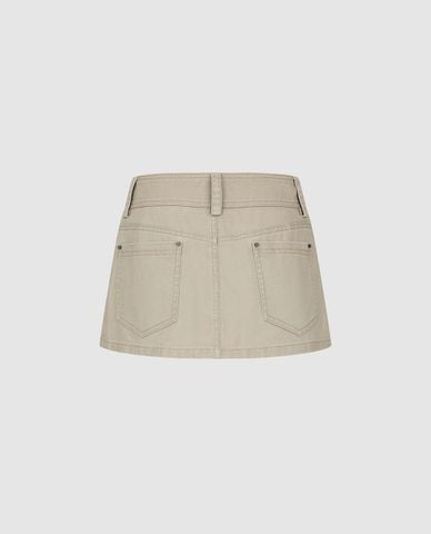  URBAN REVIVO - Chân váy chữ A mini cạp cao phối nút 
