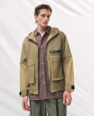  URBAN REVIVO - Áo khoác phối mũ nam túi hộp 