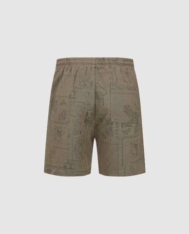  URBAN REVIVO - Quần short nam ống rộng phối họa tiết 