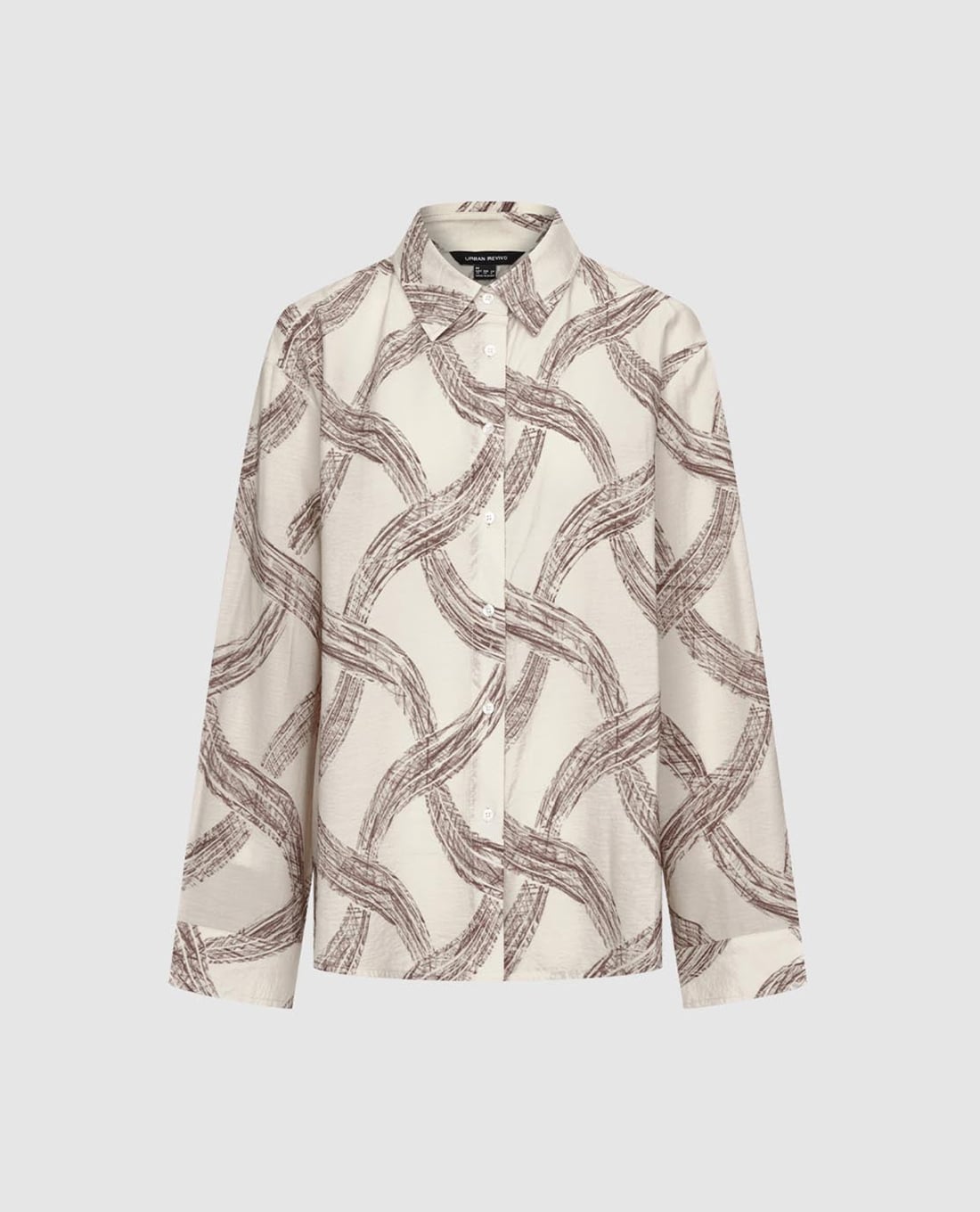URBAN REVIVO - Áo sơ mi nữ cổ bẻ tay dài in họa tiết