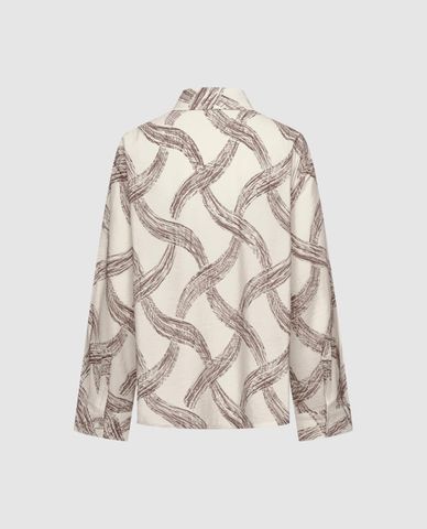  URBAN REVIVO - Áo sơ mi nữ cổ bẻ tay dài in họa tiết 