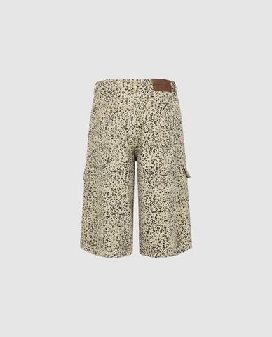  URBAN REVIVO - Quần short jeans nữ da beo túi hộp 
