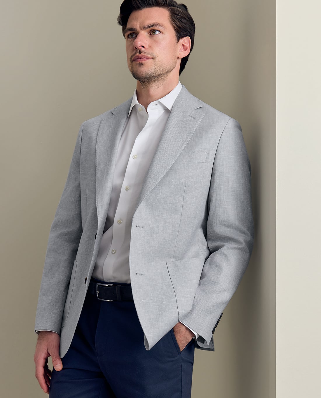 CHARLES TYRWHITT - Áo khoác blazer nam tay dài Linen Cotton