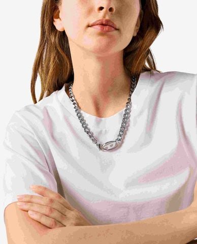  DIESEL - Vòng cổ unisex mắt xích bản to logo D 