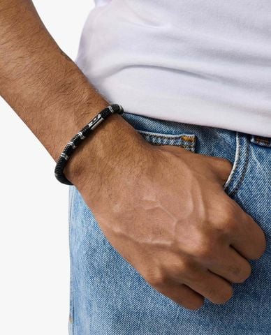  DIESEL - Vòng đeo tay nam phối logo chữ D 