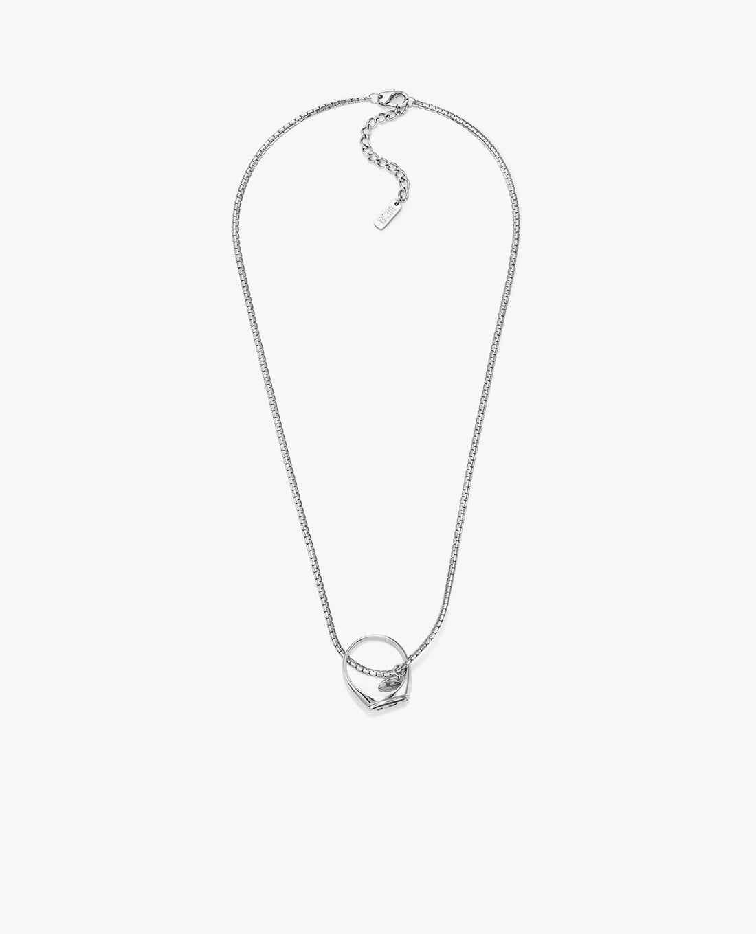 DIESEL - Vòng cổ unisex mắt xích bản nhỏ kèm nhẫn
