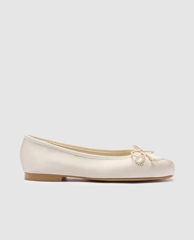  URBAN REVIVO - Giày búp bê nữ mũi vuông đế bệt phối nơ 