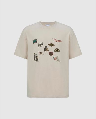  URBAN REVIVO - Áo thun nam cổ tròn tay ngắn in họa tiết 