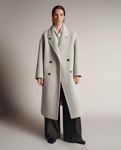  URBAN REVIVO - Áo khoác măng tô nữ dáng dài cổ điển 