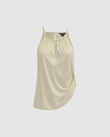  URBAN REVIVO - Áo hai dây nữ cổ yếm Cami 