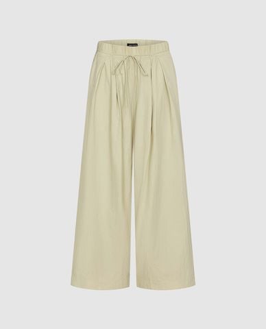  URBAN REVIVO - Quần nữ ống rộng lưng thun phối dây rút 