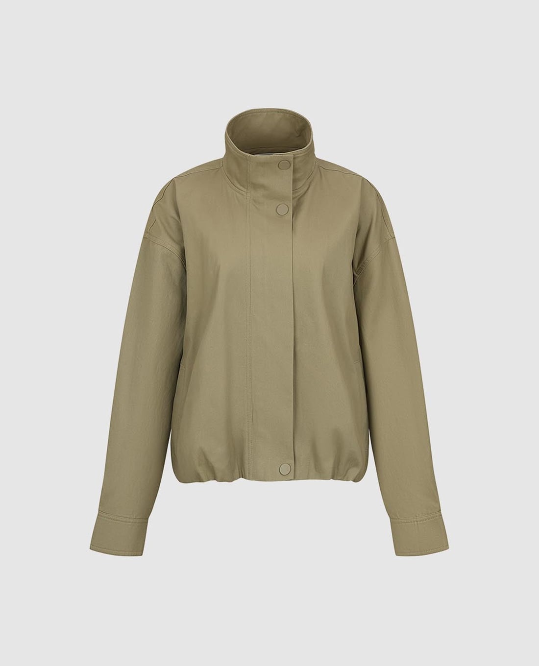 URBAN REVIVO - Áo khoác denim nữ cổ cao phối nút