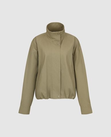  URBAN REVIVO - Áo khoác denim nữ cổ cao phối nút 