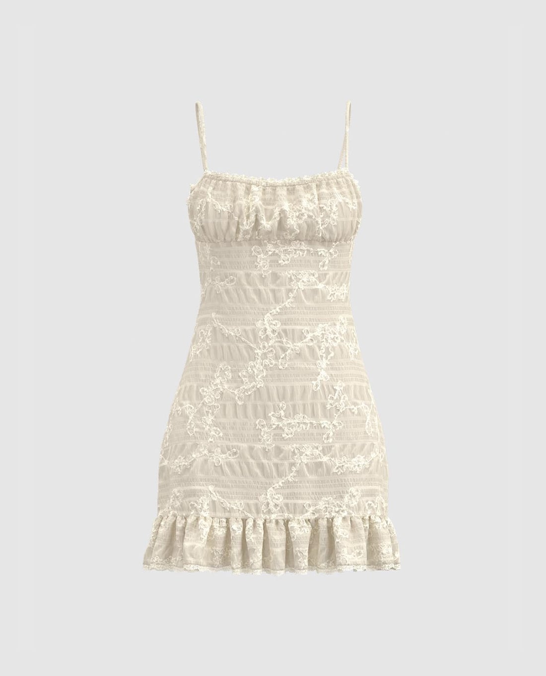 URBAN REVIVO - Đầm hai dây mini phối bèo Ruffle