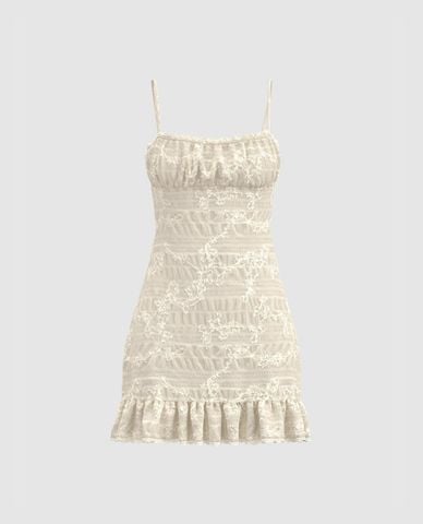  URBAN REVIVO - Đầm hai dây mini phối bèo Ruffle 