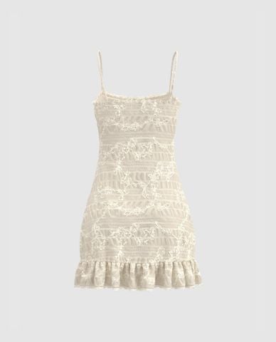  URBAN REVIVO - Đầm hai dây mini phối bèo Ruffle 