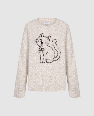  URBAN REVIVO - Áo dệt kim nữ cổ tròn tay dài 