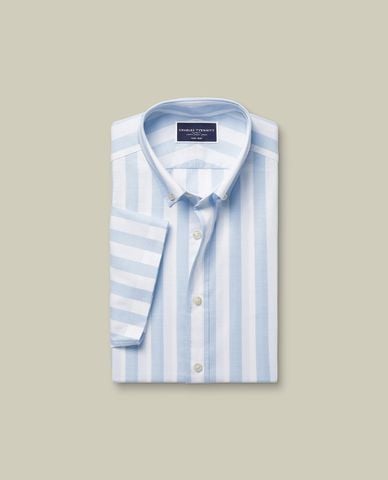  CHARLES TYRWHITT - Áo sơ mi nam cổ bẻ tay ngắn Poplin Slub 