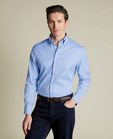  CHARLES TYRWHITT - Áo sơ mi nam cổ bẻ tay dài Button Down Collar Non Iron 