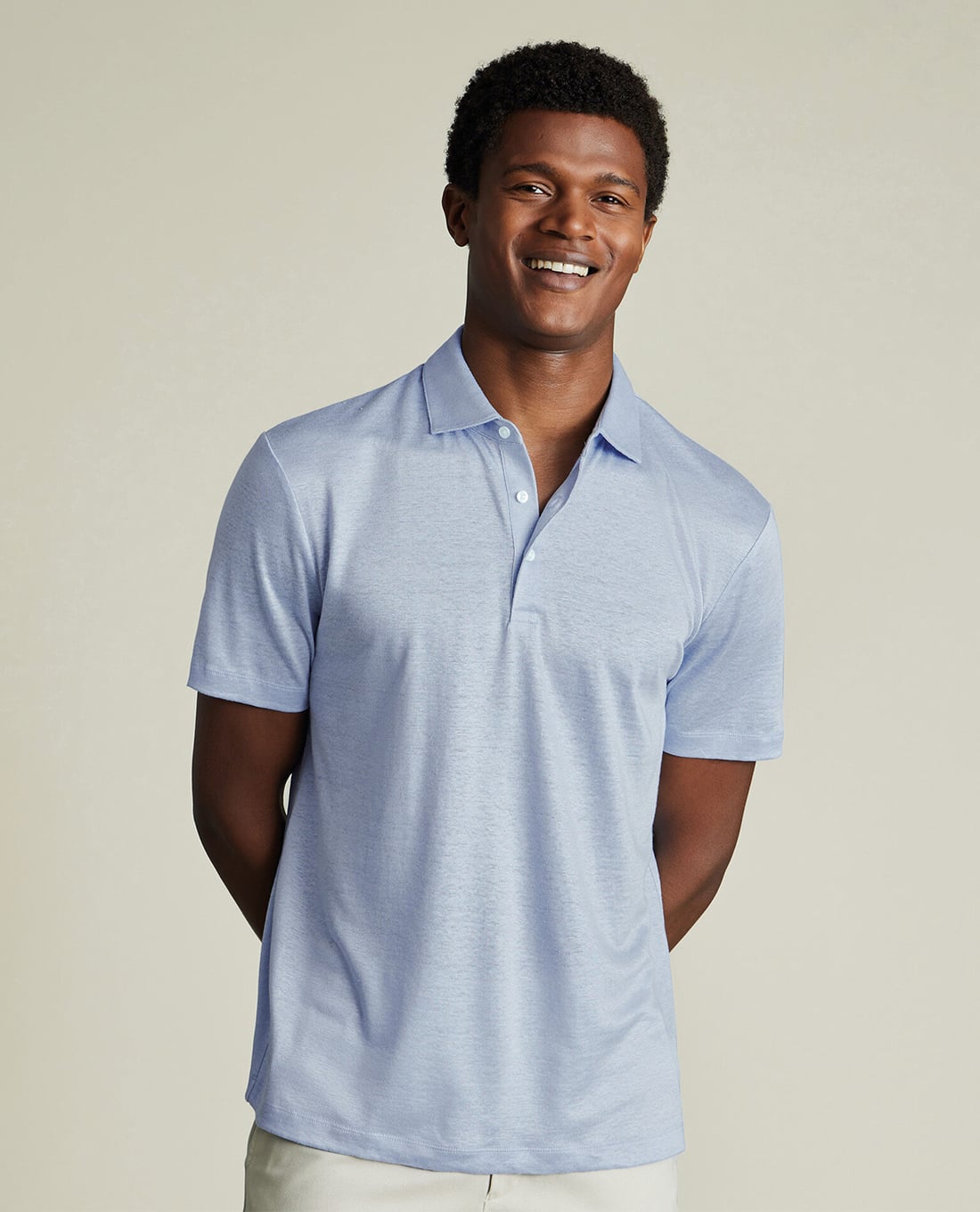 CHARLES TYRWHITT - Áo polo nam cổ bẻ tay ngắn Pure Linen