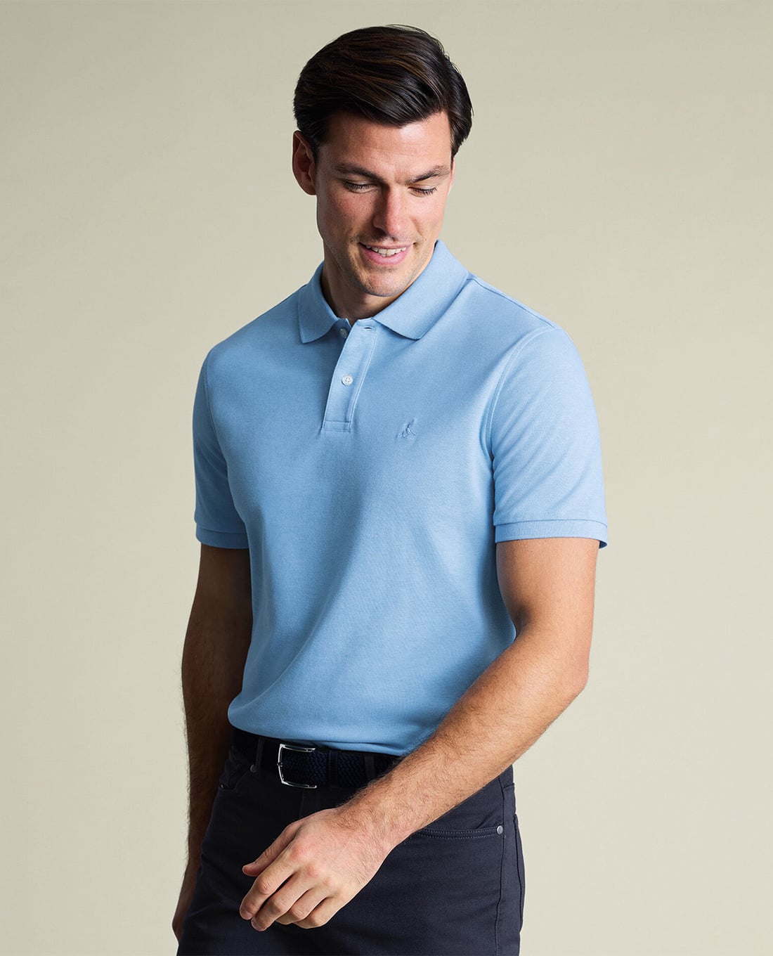 CHARLES TYRWHITT - Áo polo nam cổ bẻ tay ngắn Pique