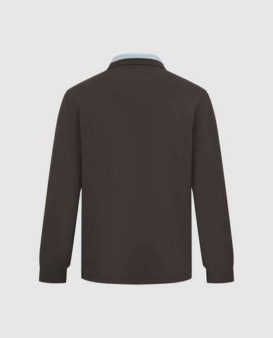  URBAN REVIVO - Áo polo nam cổ bẻ tay dài cổ điển 