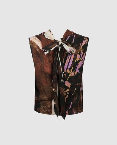  URBAN REVIVO - Áo sát nách nữ cổ V họa tiết trừu tượng 