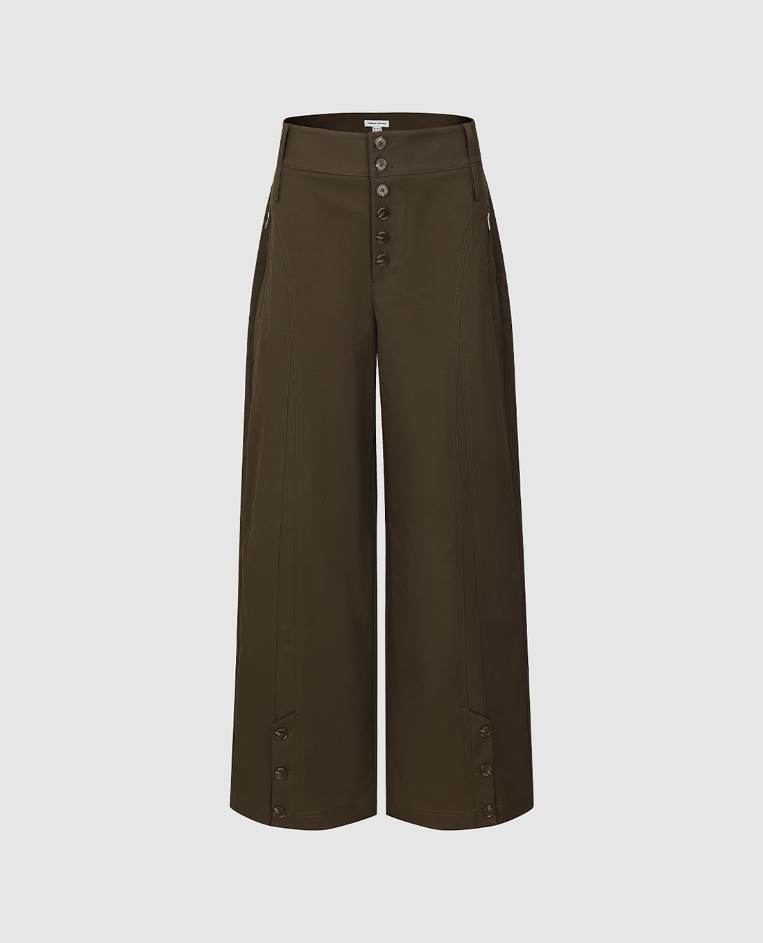 URBAN REVIVO - Quần nữ ống rộng lưng cao phối nút