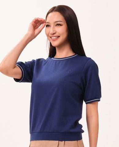  SKECHERS - Áo thun nữ cổ tròn tay ngắn Lounge 