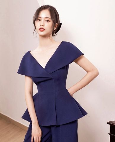  LARMES - Áo kiểu nữ cổ chữ V chiết eo Selena 