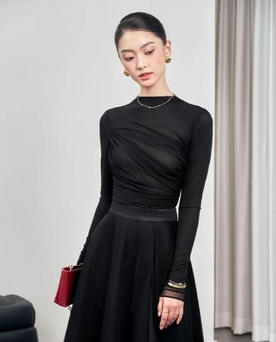  LARMES - Áo kiểu nữ tay dài xuyên thấu Margot 