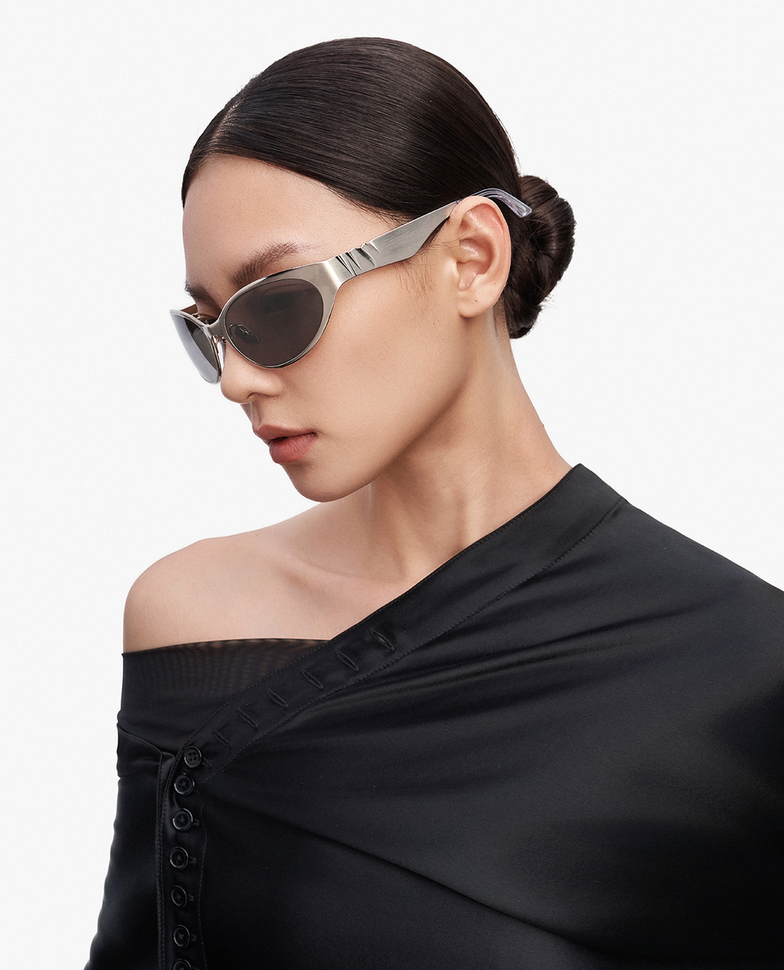 MUJOSH - Kính mát unisex gọng mắt mèo bản lớn