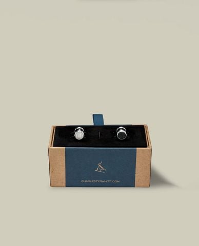  CHARLES TYRWHITT - Khuy măng sét nam Mother of Pearl and Onyx Evening Studs 