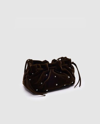  URBAN REVIVO - Túi rút dây nữ phom bầu dục đính đá 