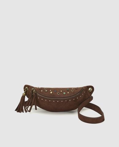  URBAN REVIVO - Túi đeo vai nữ hình bán nguyệt phối charm 