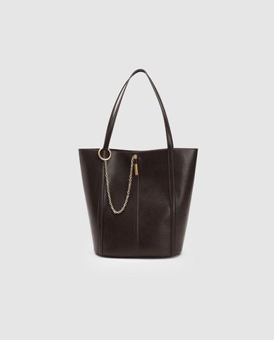  URBAN REVIVO - Túi tote nữ hình thang phối dây xích 